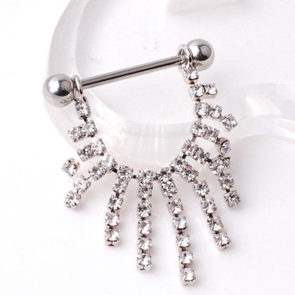 Nipple Piercing ~ Per Pair ~ Loop Dangles ~ Crystals